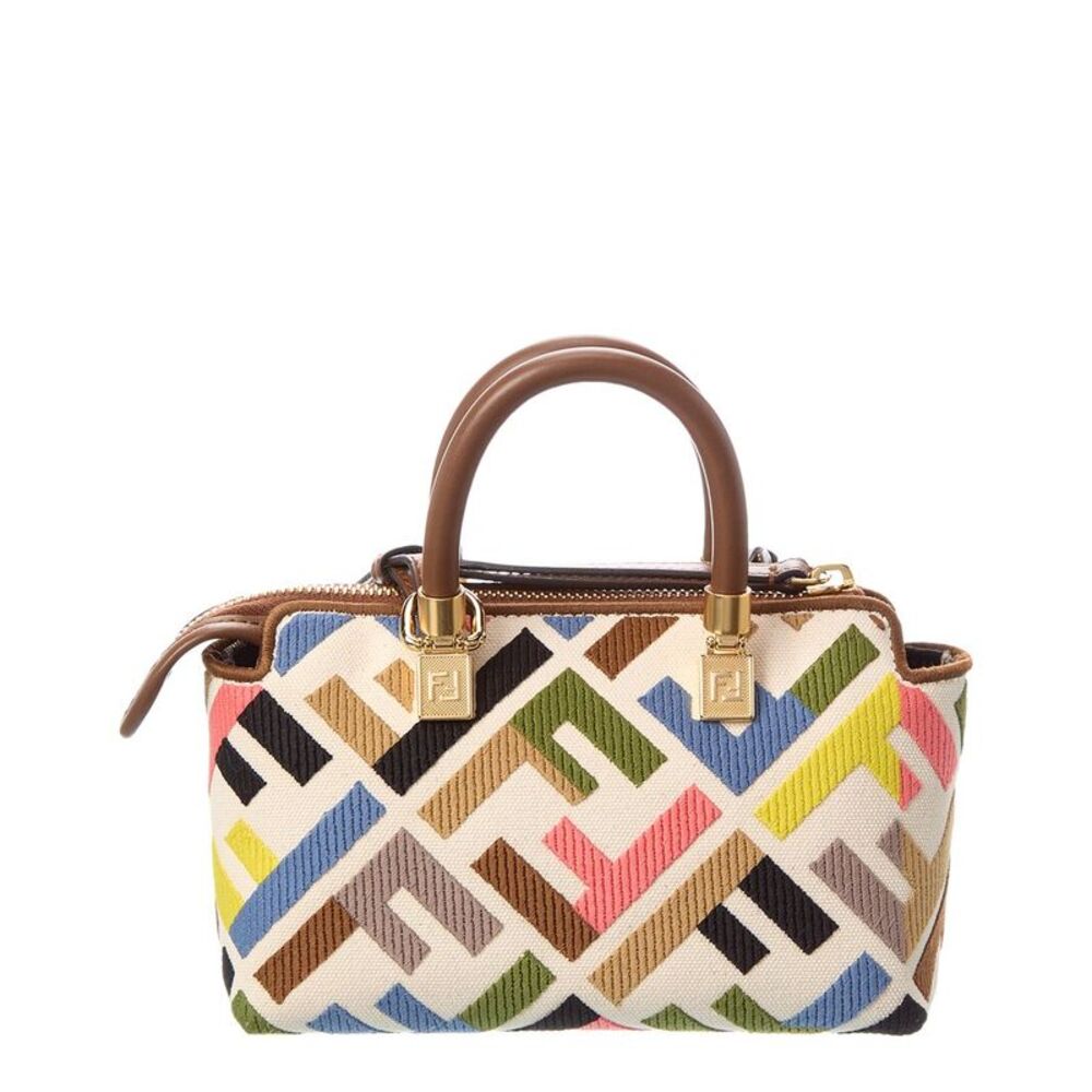 Fendi By The Way Mini Ff Canvas & Leather Shoulder Bag, White - Picture 2 of 5